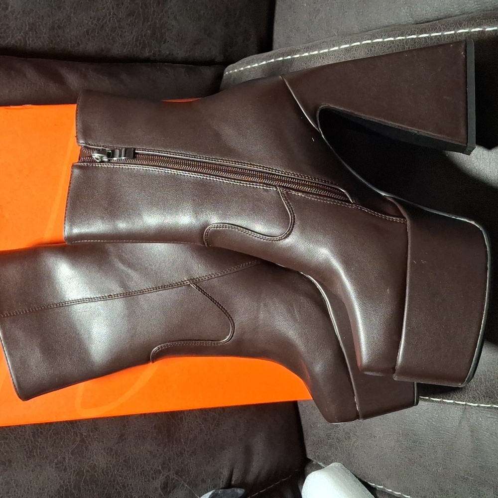 Brown Platform Ankle Boots